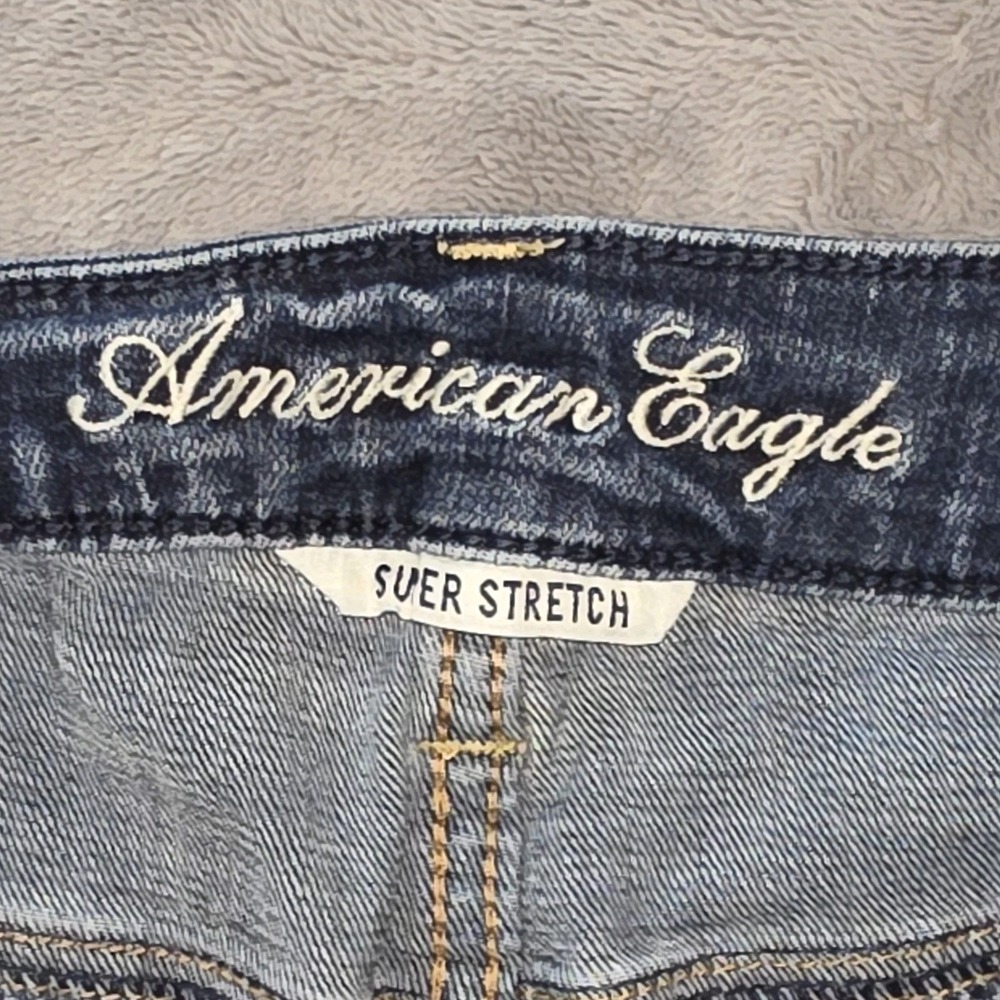 American Eagle Skinny Kick Jeans Womens 10 Blue Super Stretch - Picture 10 of 16